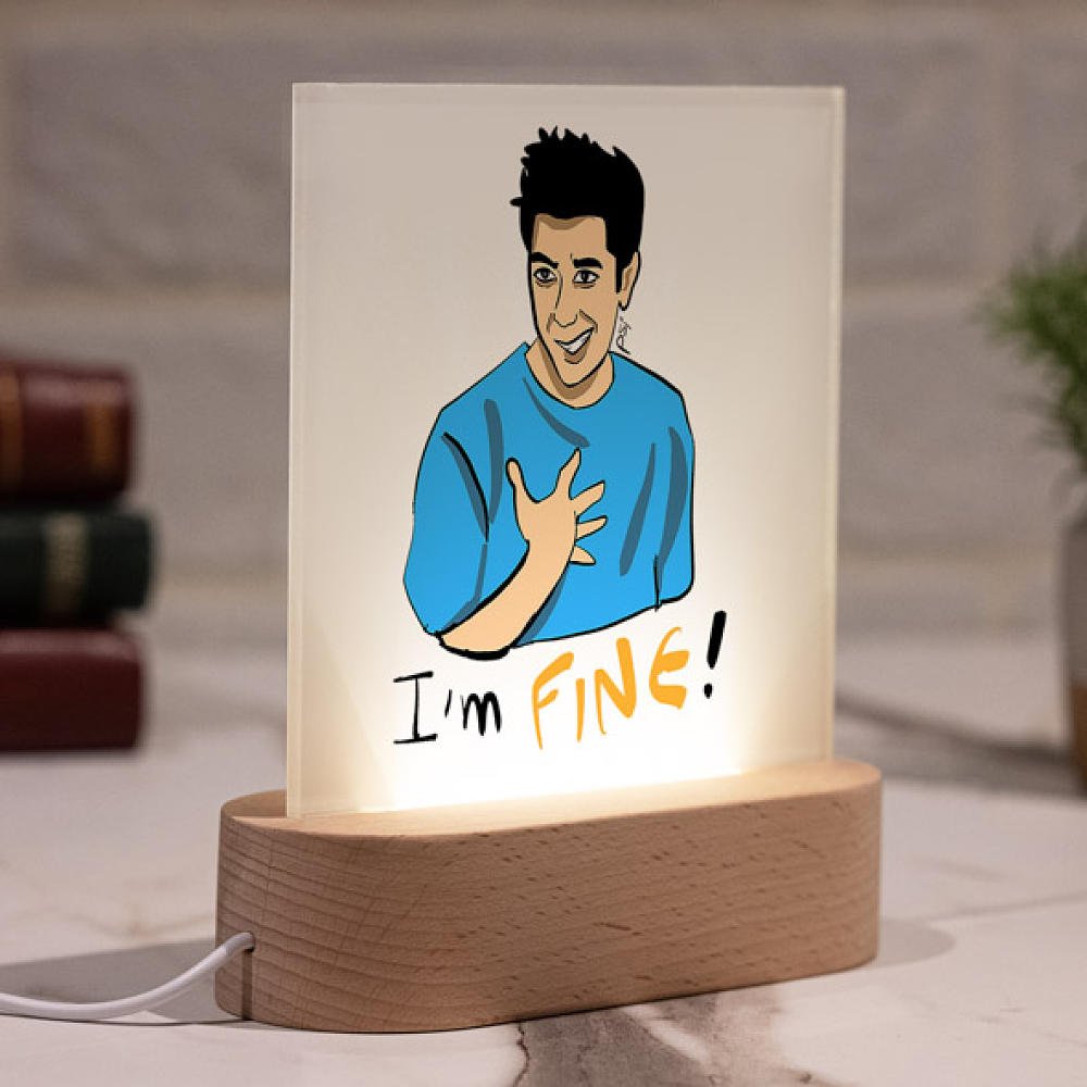 I AM FINE  - PlexiFrame με Ξύλινη LED Βάση