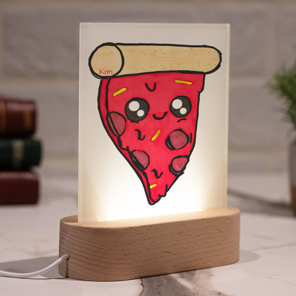 Pizza - PlexiFrame με Ξύλινη LED Βάση