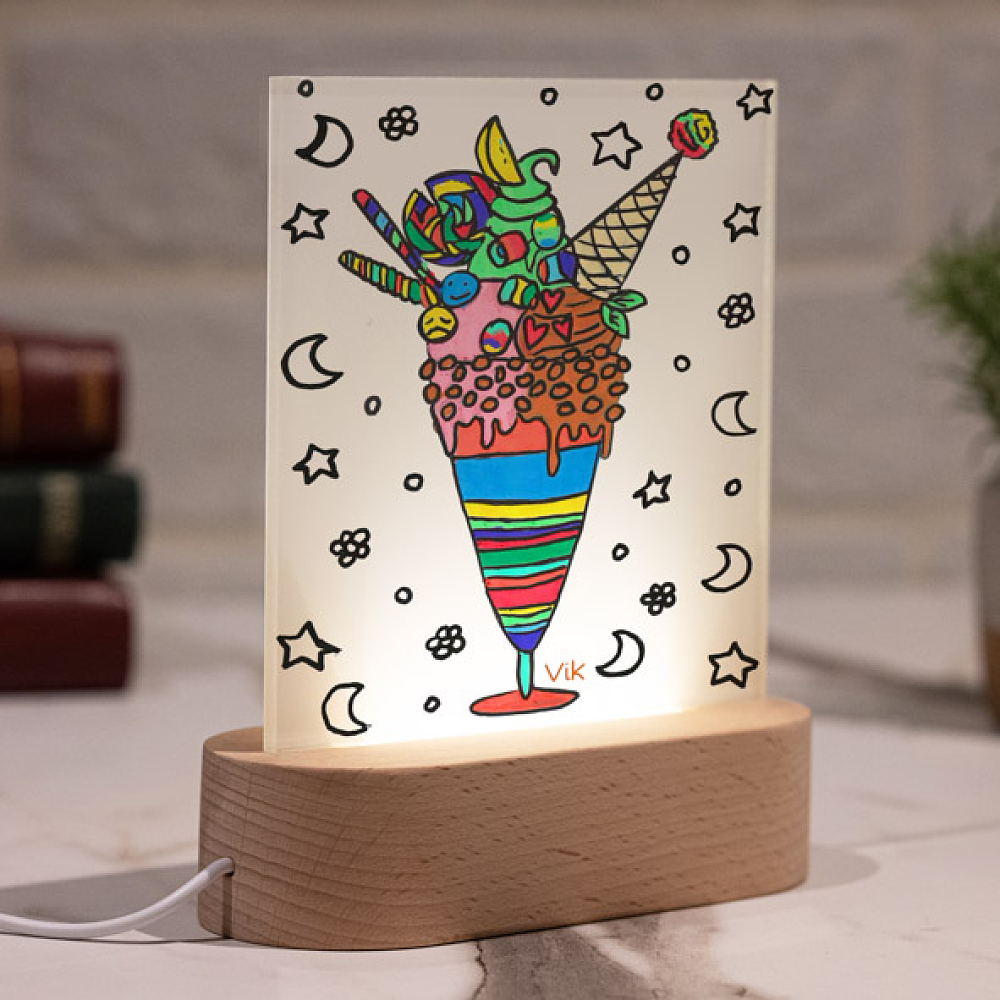 Ice Cream  - PlexiFrame με Ξύλινη LED Βάση