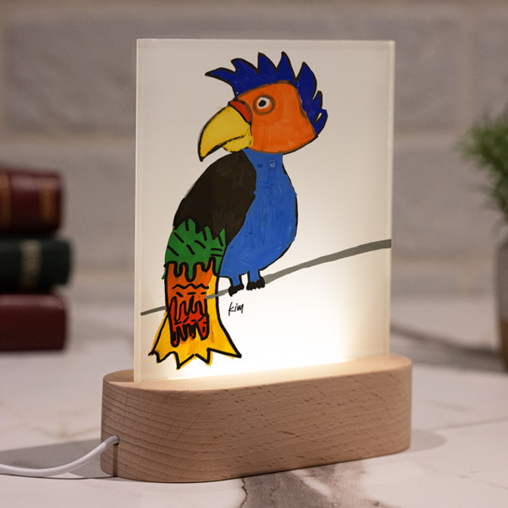 Bird - PlexiFrame με Ξύλινη LED Βάση