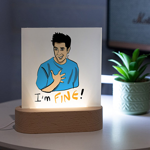 I AM FINE  - PlexiFrame με Ξύλινη LED Βάση