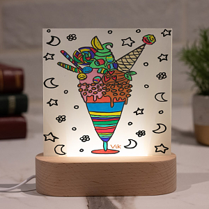 Ice Cream  - PlexiFrame με Ξύλινη LED Βάση