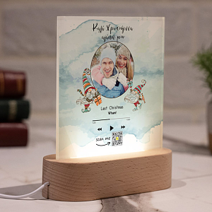 Xmas Lovers - PlexiFrame με Ξύλινη LED Βάση