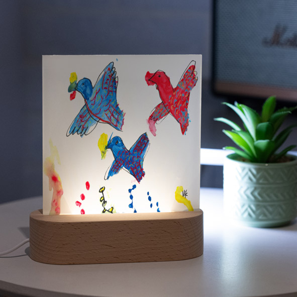 Flying Birds  - PlexiFrame με Ξύλινη LED Βάση