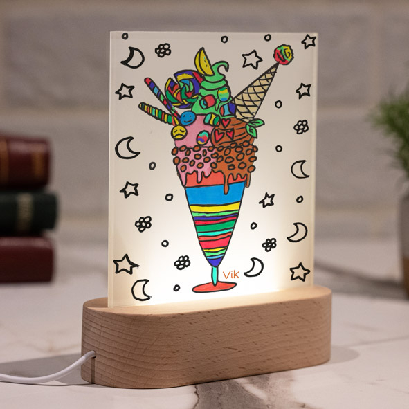 Ice Cream  - PlexiFrame με Ξύλινη LED Βάση