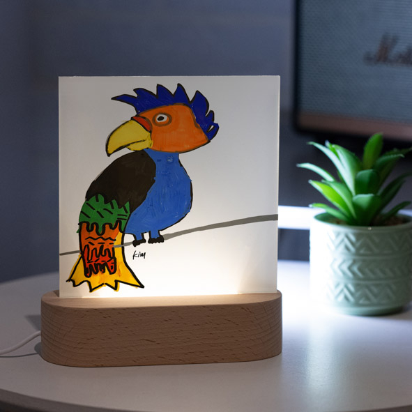 Bird - PlexiFrame με Ξύλινη LED Βάση