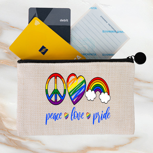 Peace Love Pride-  Λινό Πορτοφόλι Τσέπης