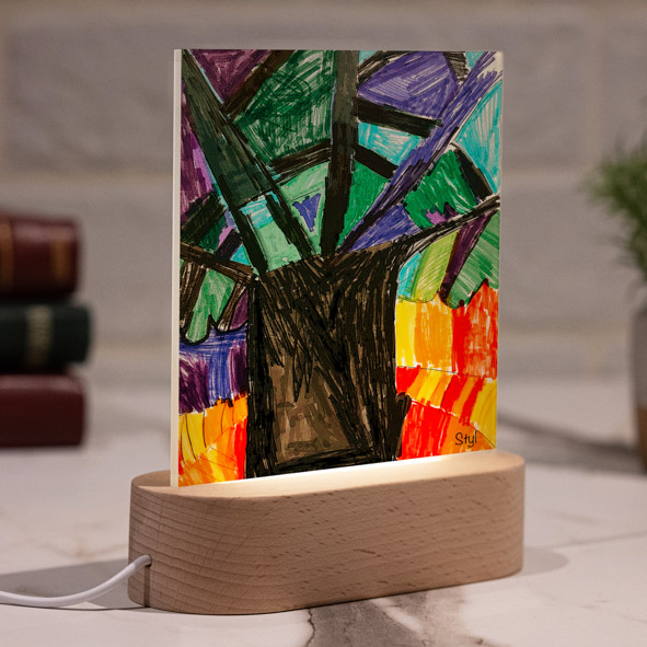 Tree - PlexiFrame με Ξύλινη LED Βάση