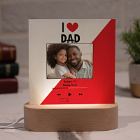 I Love Dad - PlexiFrame με Ξύλινη LED Βάση