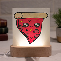 Pizza - PlexiFrame με Ξύλινη LED Βάση