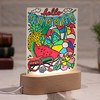 Hello Summer - PlexiFrame με Ξύλινη LED Βάση